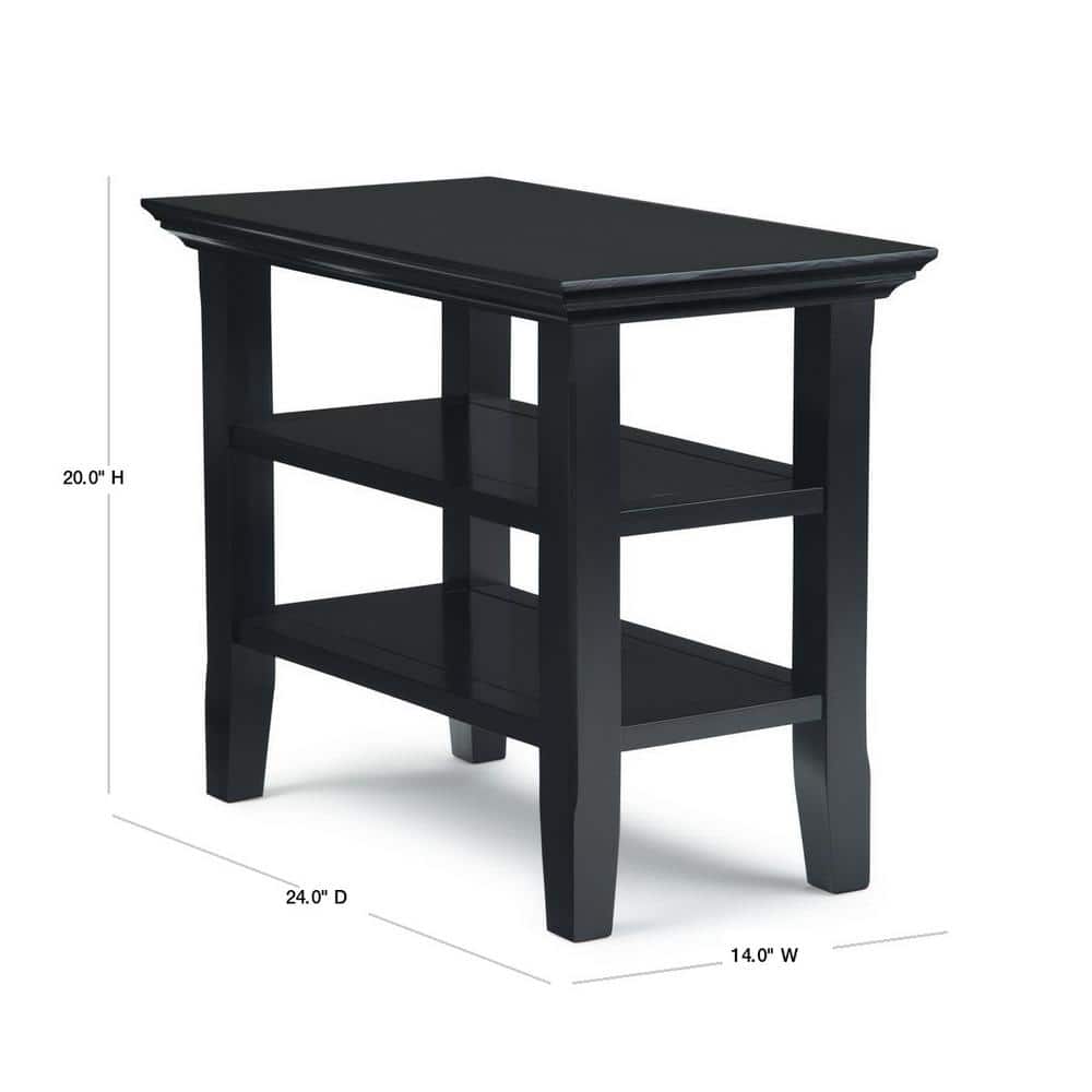Acadian Solid Wood 14" Black Rectangular Narrow Side Table