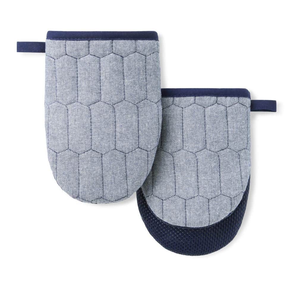 MARTHA STEWART Honeycomb Quilted Chambray Navy Blue 5.5 in. x 8 in