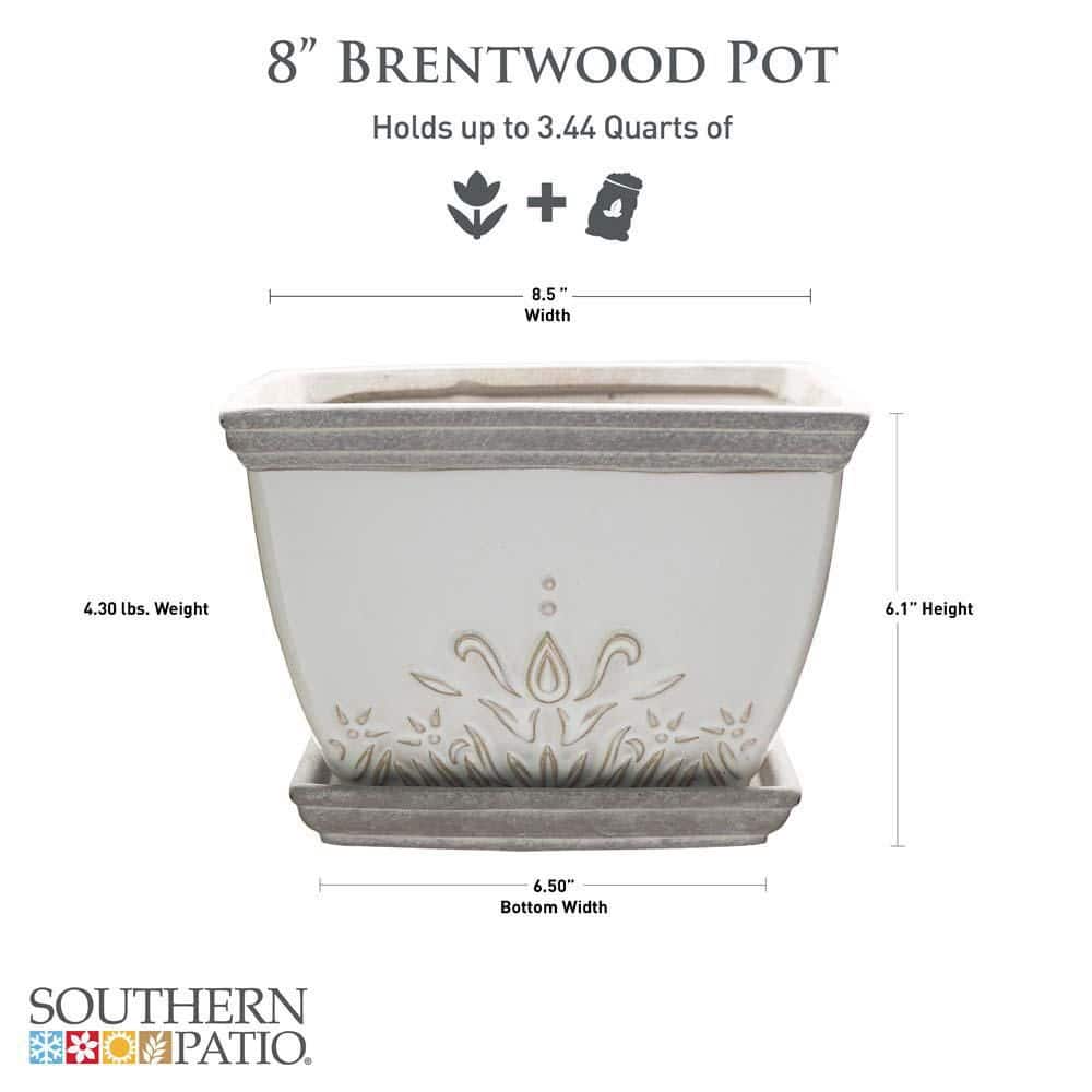 Brentwood White Ceramic Indoor/Outdoor Planters with Saucers, Set of 2