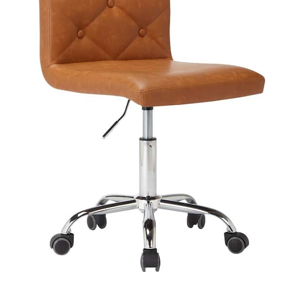 VECELO Armless Desk Chair Faux Leather Upholstered Ergonomic Task