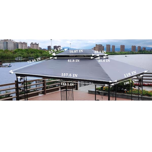 Zeus & Ruta 13 ft. x 10 ft. Patio Double Roof Gazebo