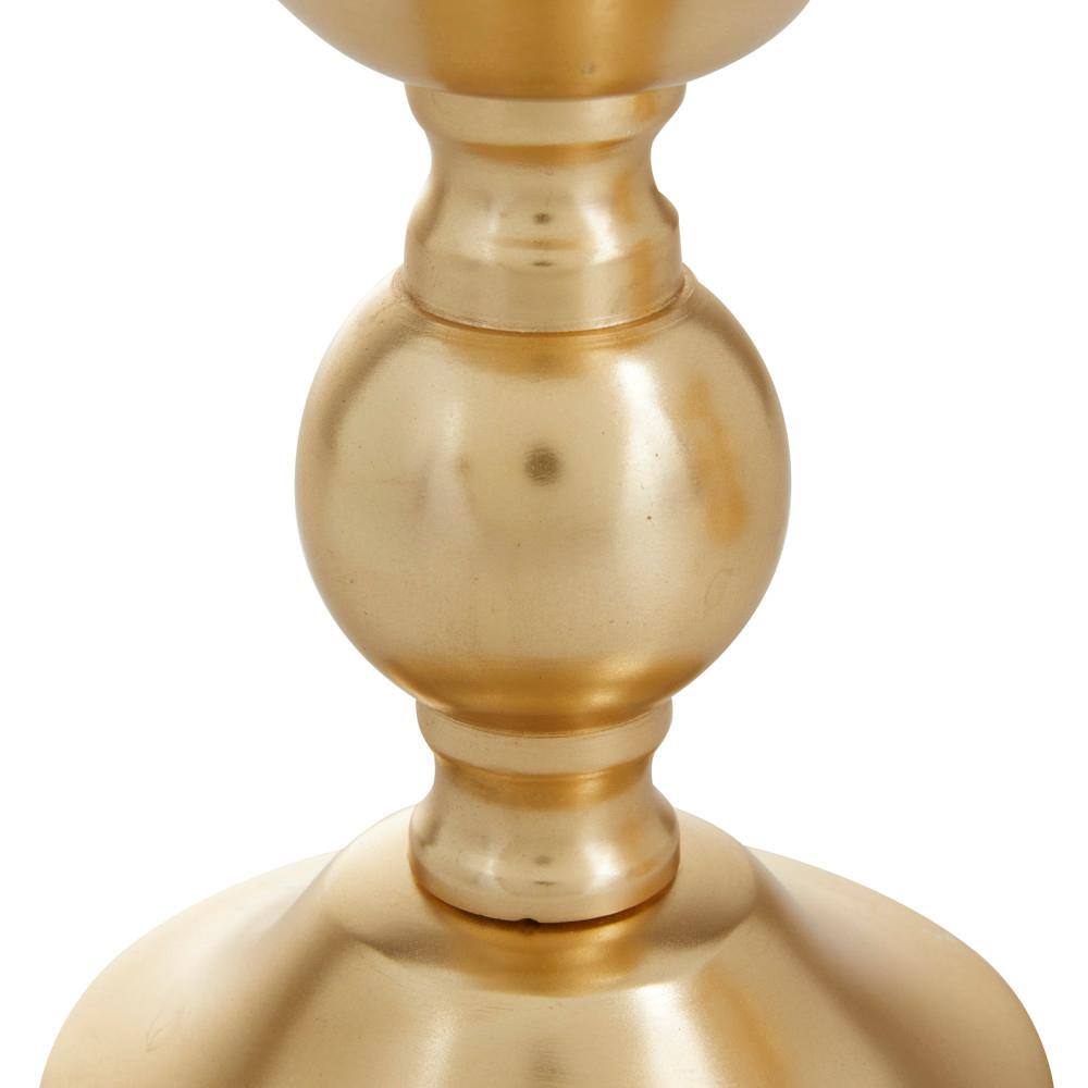 Gold Aluminum 3-Piece Pillar Candle Holder Set