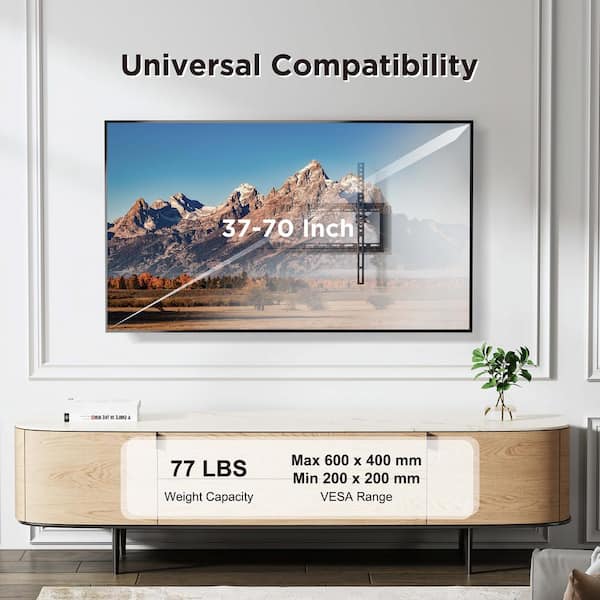  INLAND Soporte de pared para TV de 37-70 pulgadas (5336-A) con  inclinación de 8 grados para TV Panel plano/LED/LCD, carga máxima de 77  libras para Samsung, Sony, Panasonic, LG, Toshiba, etc 