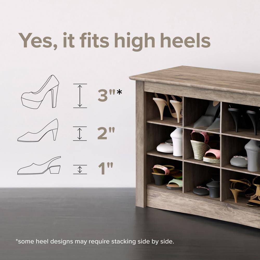 Drifted Gray Laminated Entryway Shoe Storage Cubby Bench