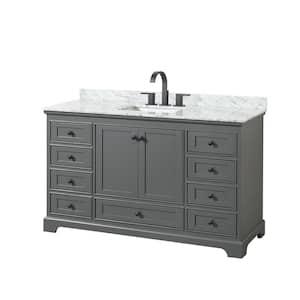Deborah 60 in. W x 22 in. D x 35 in. H Single Bath Vanity in Dark Gray with White Carrara Marble Top