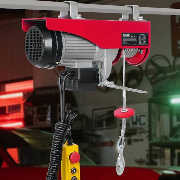 880 lbs. Electric Chain Hoist 850 Watt Electric Steel Wire Winch with 14 ft. Wired Remote Control for Garage Warehouse