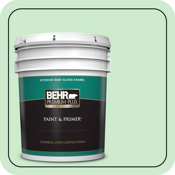 5 gal. #P390-2 Chilled Mint Semi-Gloss Enamel Exterior Paint & Primer