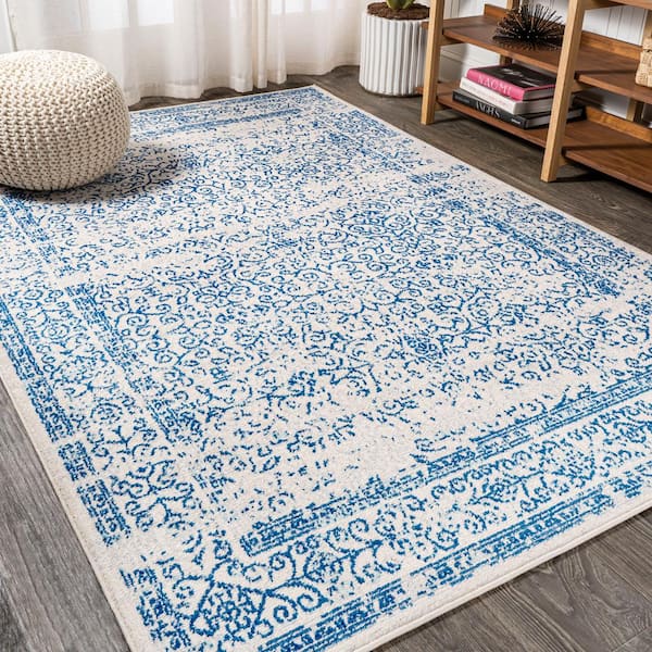 Azul Filigree Blue and White Cream/Blue 4 ft. x 6 ft. Area Rug