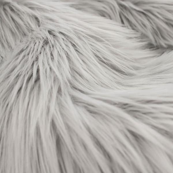 Faux Fur Shag Light Grey 2.5 ft. x 4 ft. Shaped Accent Rug