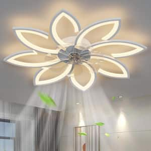 35 in. Smart Indoor White Ceiling Fan with Integrated LED with Remote Control