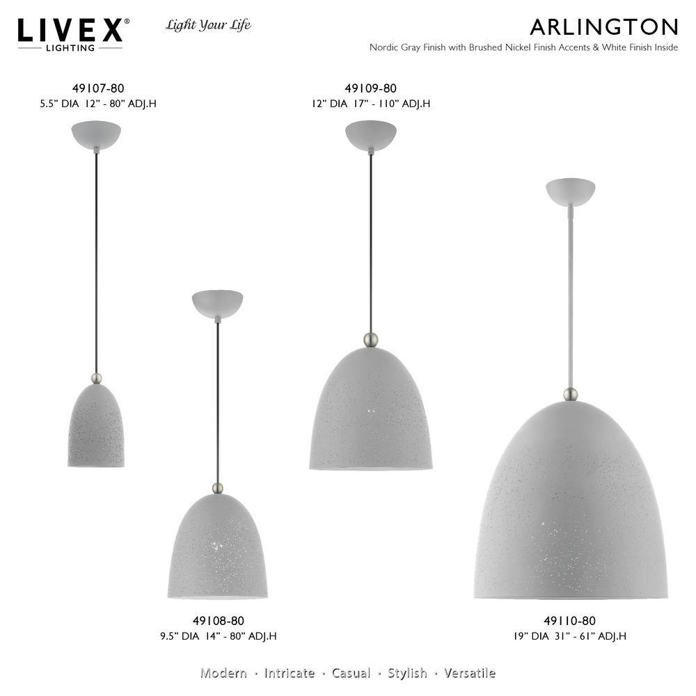 Nordic Gray Crystal LED Globe Pendant Light with Brushed Nickel Accents