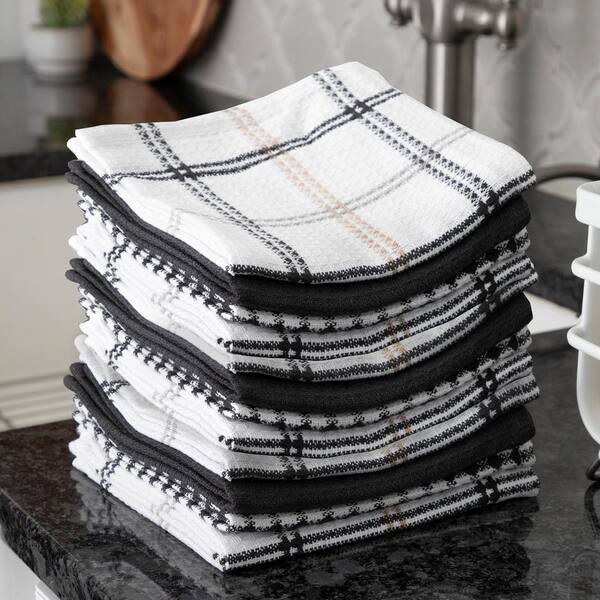 T-Fal Coordinating Flat Waffle Weave Dish Cloth, Set of 12 - Neutral