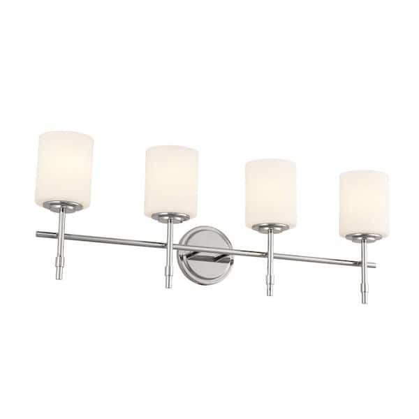 KICHLER Ali 32.5 in. 4-Light Polished Nickel Traditional Bathroom Vanity Light with Satin Etched Case Opal Glass Shades