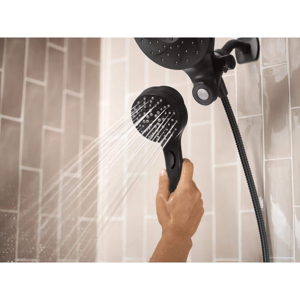 Matte Black Dual Shower Head with Handheld and Rainfall Features