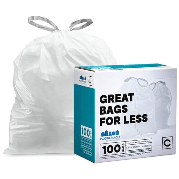 SIMPLE HUMAN Custom Fit Trash Bags Code Q Can Liners Refill Size White 60  Count