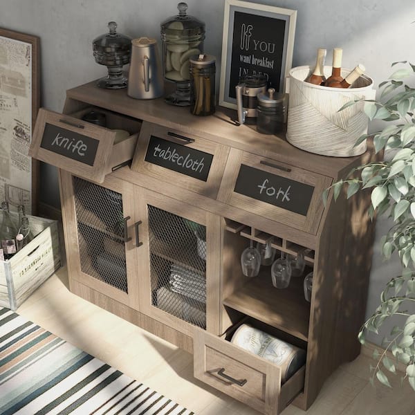 Noguchi Chestnut Brown Buffet with 4-Drawer