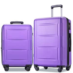 20 in. x 24 in. 2-Piece Purple ABS Hardshell Spinner Luggage Set with TSA Lock, Handy Packing 3-Level Telescoping Handle