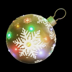1.5 ft. 24-Light LED Gold Ball Ornament with Snowflake Design