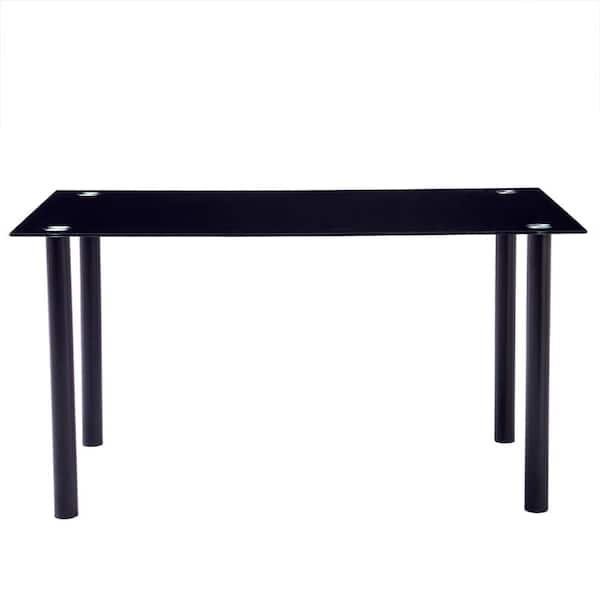 Winado 47" Rectangle Black Tempered Glass Dining Table with Iron Frame (Seats 4)