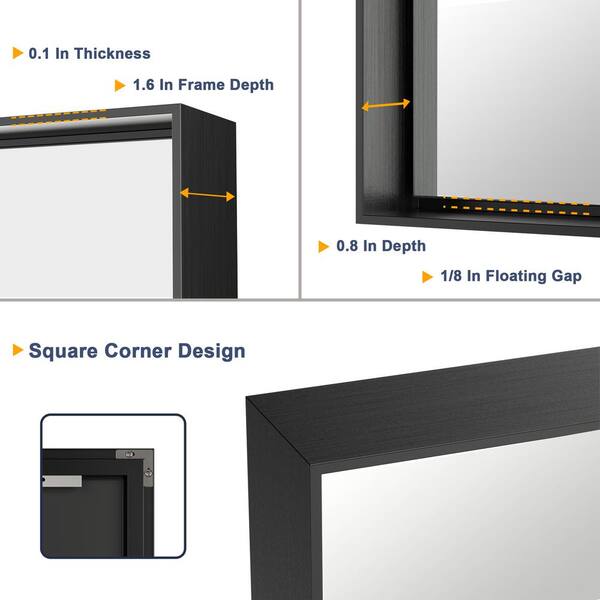 KeonJinn 48 in. W x 36 in. H Rectangular Framed Aluminum