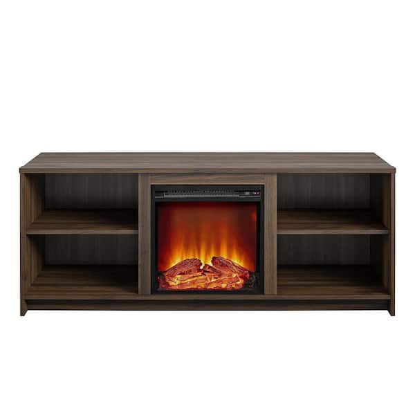 Ameriwood Home Cabrillo 59.69 in. Freestanding Electric Fireplace TV Stand for TVs up to 65 in. in Walnut