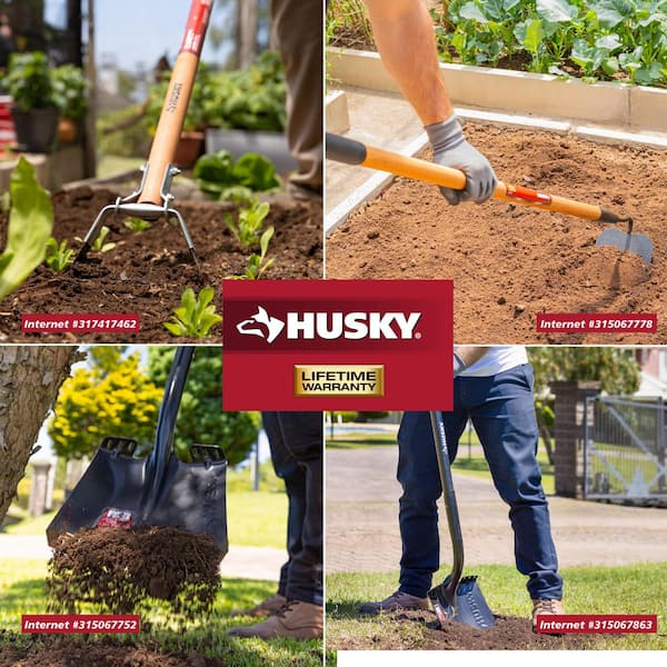 Husky 47 in. L Fiberglass Handle Carbon Steel Transfer Shovel with
