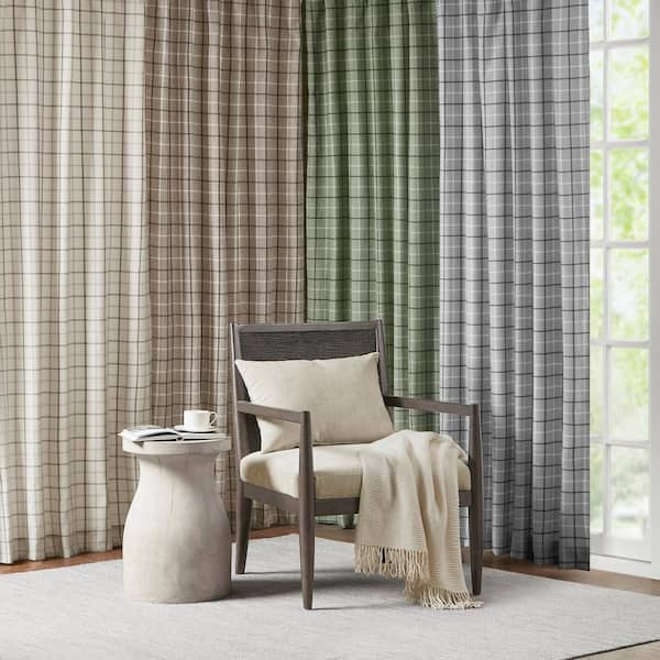 Madison Park Salford Green Polyester Plaid 50 in. W x 84 in. L Tab Top Room Darkening (Single Panel)