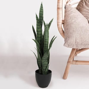 Angeles Home 3 ft. Green Indoor Outdoor Decorative Artificial Snake Plant in Pot, Faux Fake Snake Plant Tree