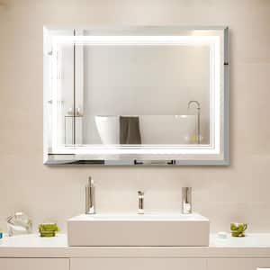 Siren 48 in. W x 36 in. H Medium Rectangular Frameless LED Dimmable Anti-Fog Wall Mount Bathroom Vanity Mirror in Silver