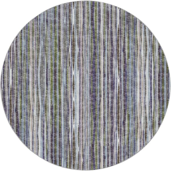 Dream Shag Premium Machine Washable Abstract ADS31 Plum 8 ft. x 8 ft. Round Rug