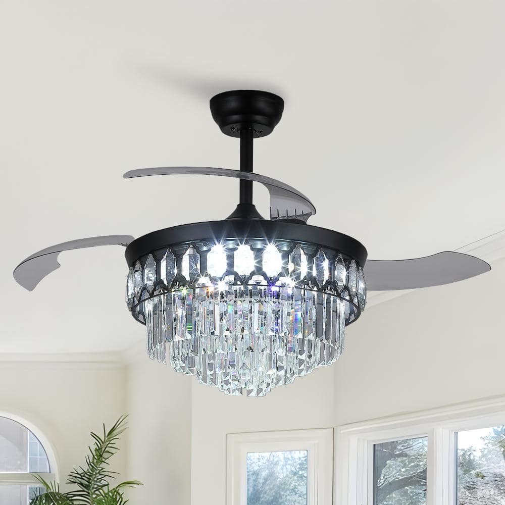 "48"" Gold Crystal Ceiling Fan with Lights, Invisible Blade Design, Dimmable LED Fan Light Fixture for Bedroom Living Room" price history on PriceWatchPro