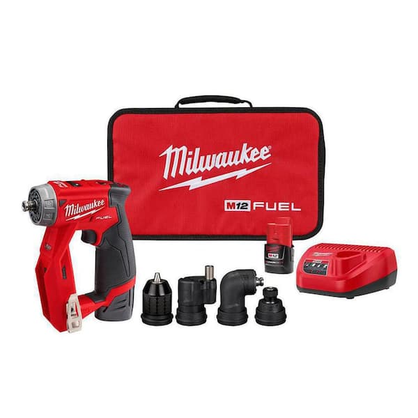 Milwaukee - M12 FUEL 12V Lithium-Ion Brushless Cordless 4-in-1 Installation 3/8 in. Drill Driver Kit with 4-Tool Heads