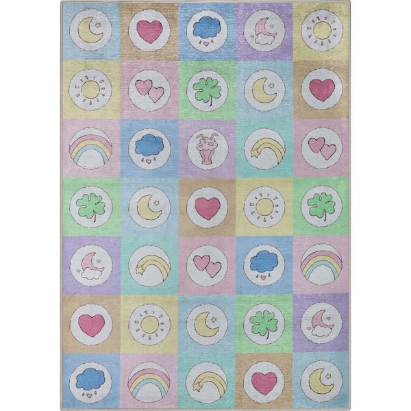 Well Woven Care Bears Baby Badges Multi 3 ft. 3 in. x 5 ft. Area Rug