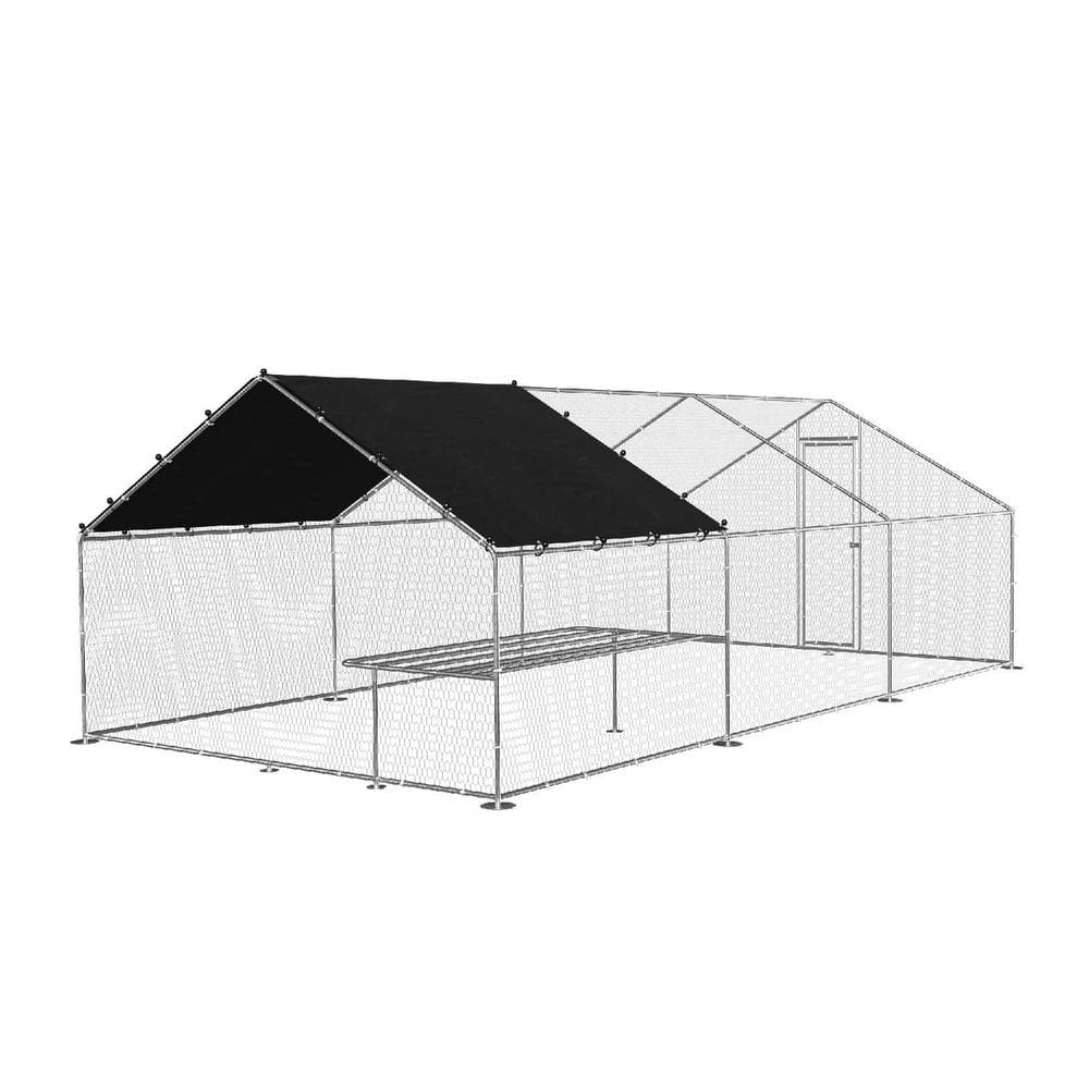 9.8 ft.W x 19.7 ft. D x 6.6 ft. H Metal Chicken Coop Walk-In Coop Galvanize
