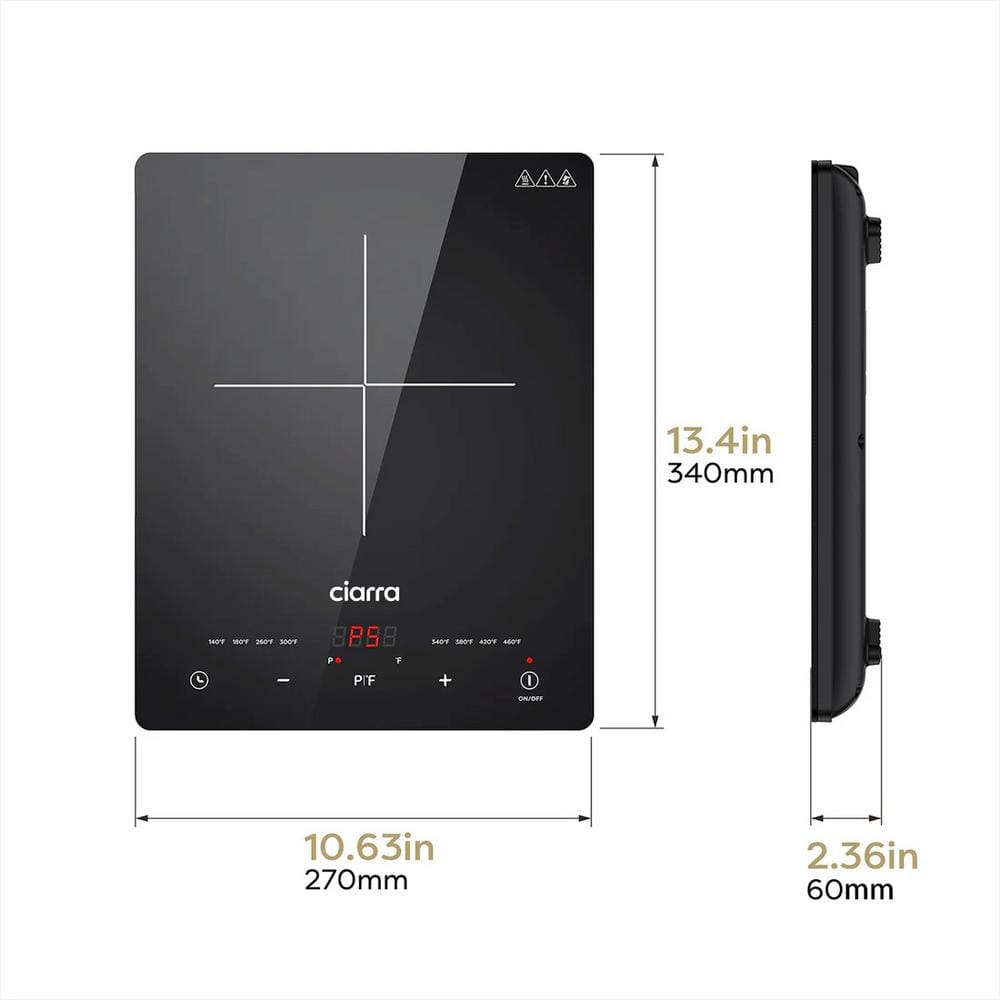 Ciarra Black Glass Portable Induction Cooktop with Touch Control