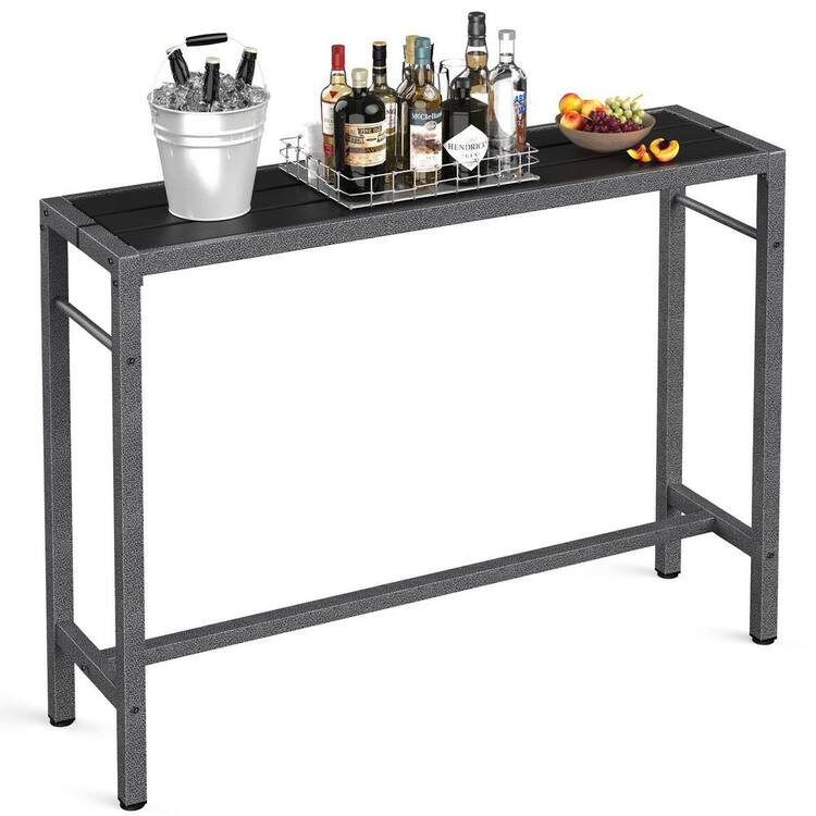 Outdoor Bar Table 53 in. Patio Table Pub Height Dining Table with Waterproof Top and Hammer Finish Stand