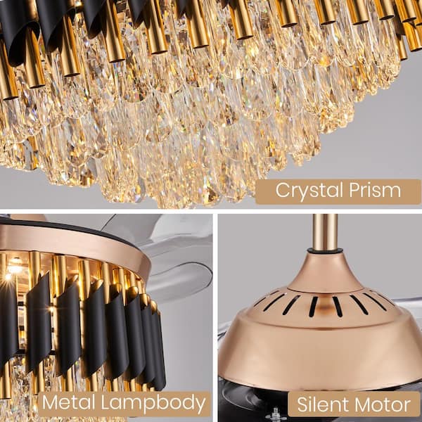 ANTOINE 42 in. Integrated LED Indoor Gold Crystal Chandelier