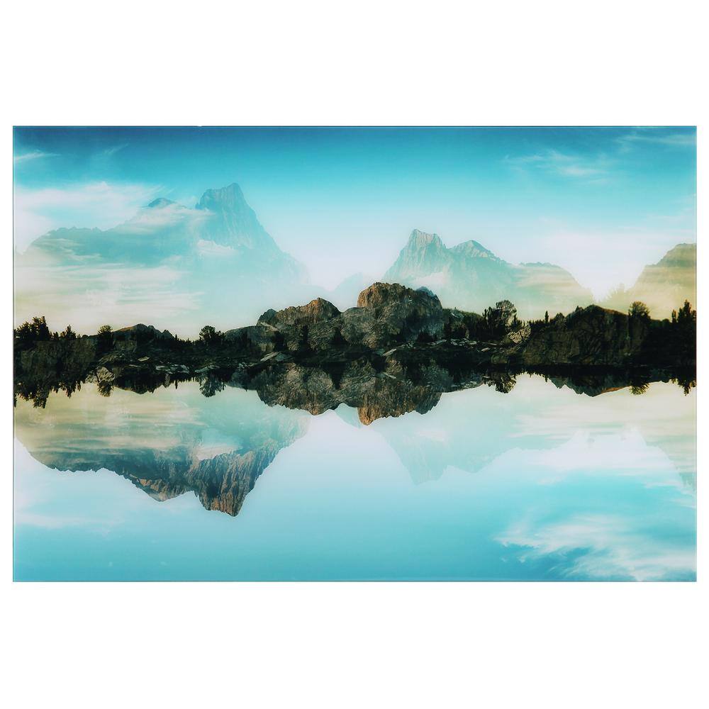 Quiet Waters Blue Tempered Glass Landscape Wall Art, 51" x 36"