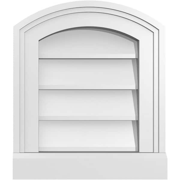 Ekena Millwork 12 in. x 14 in. Arch Top Surface Mount PVC Gable Vent: Functional with Brickmould Sill Frame