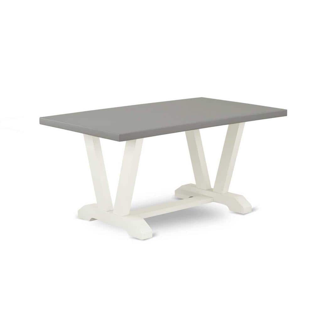Cement and Cream 7-Piece Wood Dining Set with Linen Chairs