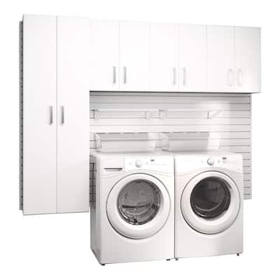 Flow Wall Modular Laundry Room Storage Set With Accessories In White 4 Piece Fcs 9612 4w The Home Depot Flow Wall Modular Laundry Room Storage, Laundry Storage Cabinet