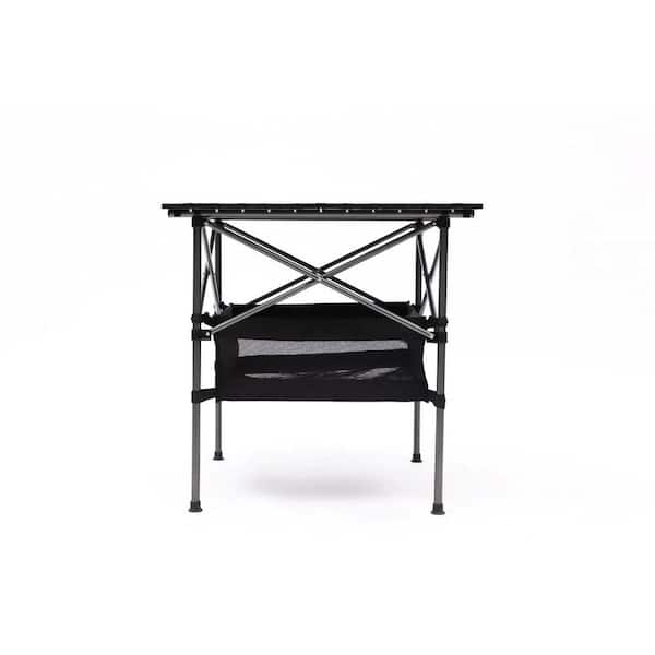 ITOPFOX 27.56 in. Black Square Aluminum Picnic Table (2-Seat)