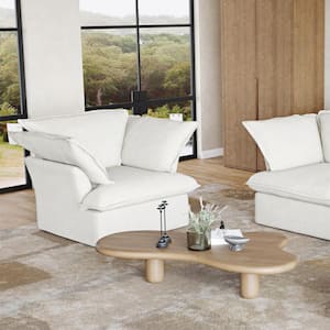 43.3 in. Overstuffed Down Filled Comfort Accent Chair Linen Flannel Modular Single Sofa Chair, White