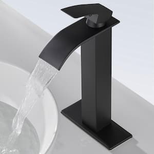 Arc Waterfall Single Handle Single Hole Bathroom Faucet in Matte Black