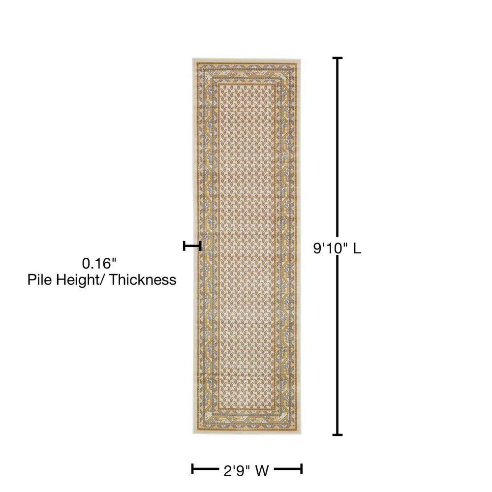 Beige and Gold Flat Woven Synthetic Runner Rug