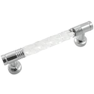 Acrystal 3 in. (76 mm) Acrylic Polished Chrome Center-to-Center Antique Dual Mount Drawer Pull
