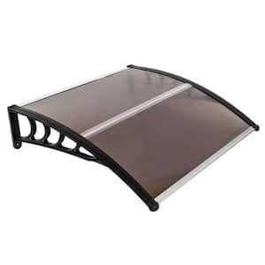 3 .6 ft. Polycarbonate Front Door Window Awning in Brown, Patio Awning Canopy Window Door Cover for Rain Snow Sunlight