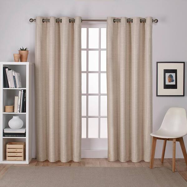 Unbranded Taupe Faux Silk Thermal Blackout Curtain - 54 in. W x 108 in. L (Set of 2)