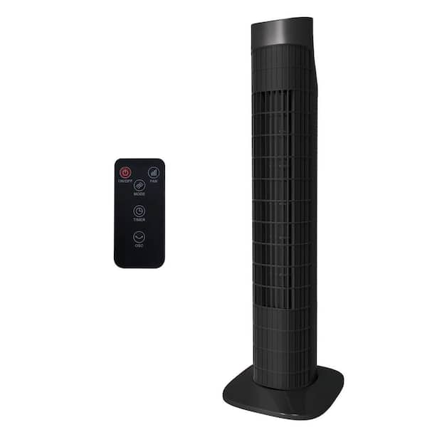 31 in. Oscillating Tower Fan with 3.15 in. Fan Diameter, Remote,3Speeds,3Modes,7.5H Timer, Portable Fan, Black
