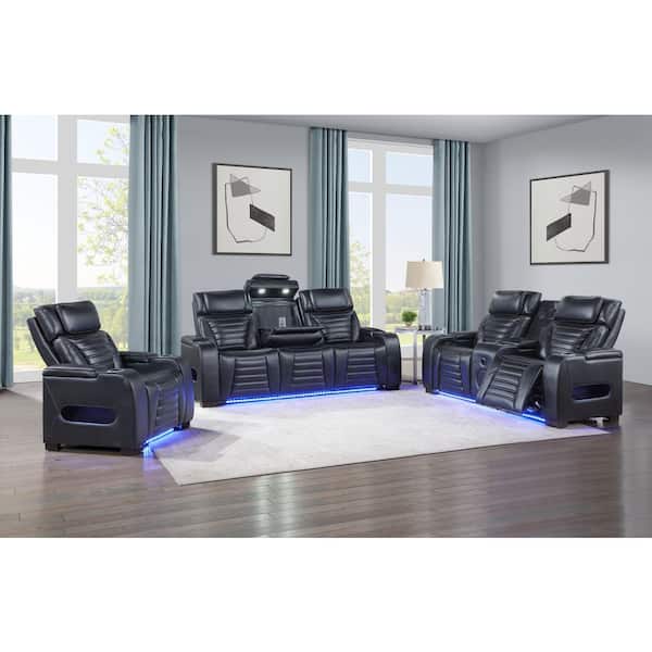 Acme Furniture Hazel 75 in. Faux Leather 2-Seater Console, Power
